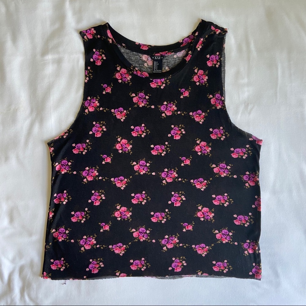 Forever 21 Black Floral Tank